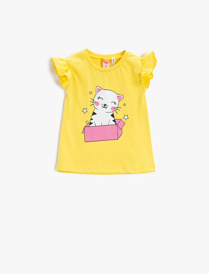 Kız Bebek Fırfırlı Baskılı Atlet Pamuklu