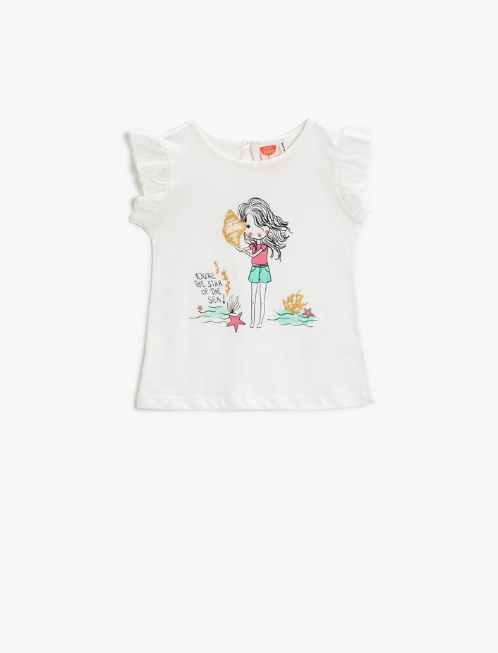 Kız Bebek Baskılı Atlet Pamuklu Fırfırlı