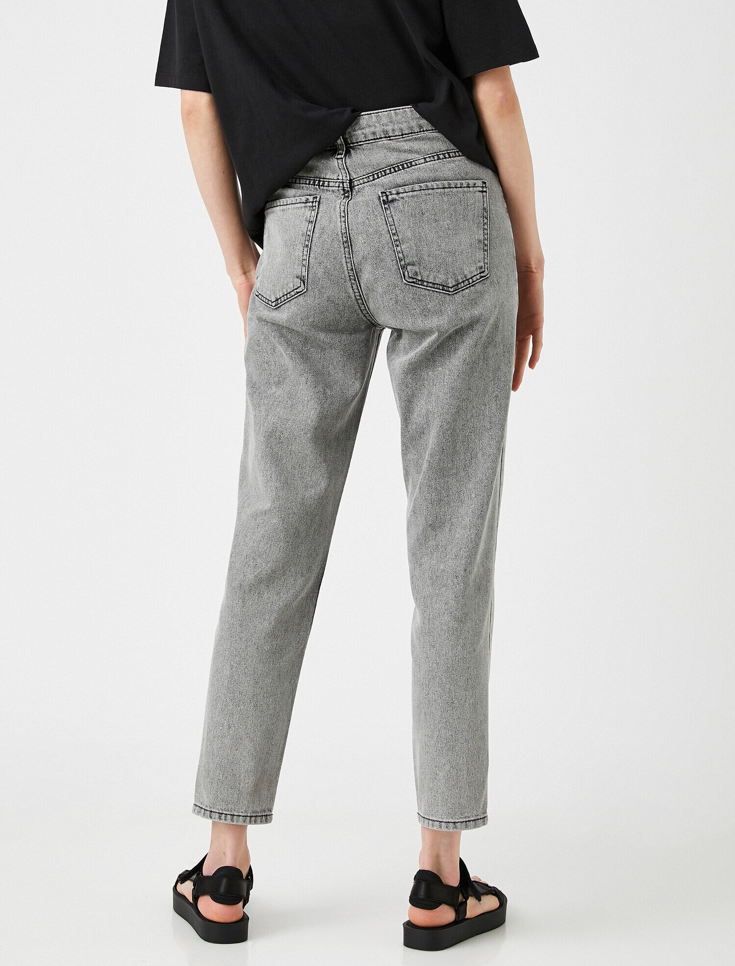   Normal Bel Dar Kesim Dar Paça Kot Pantolon - Mom Jean