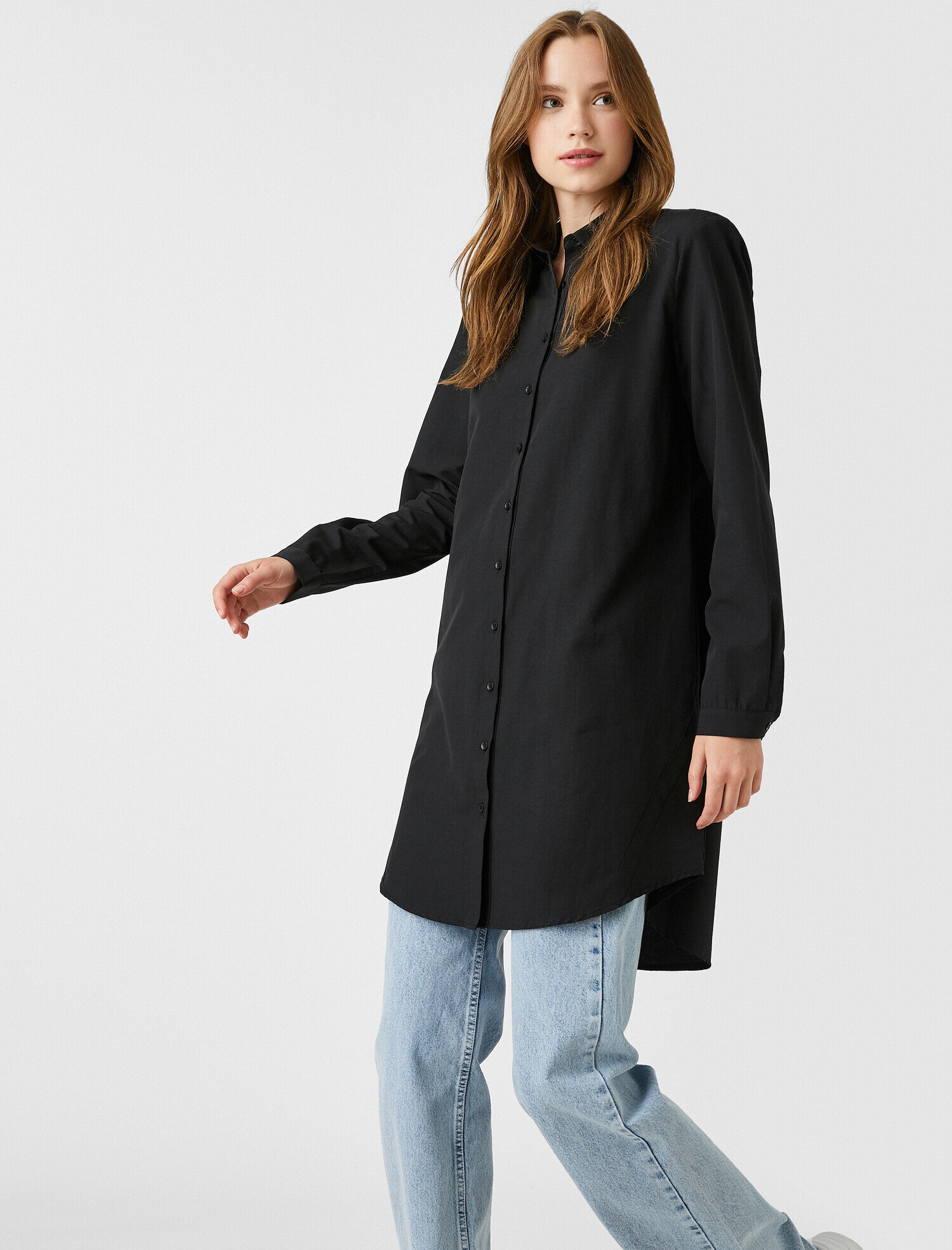   Pamuklu Gömlek Yaka Tunik