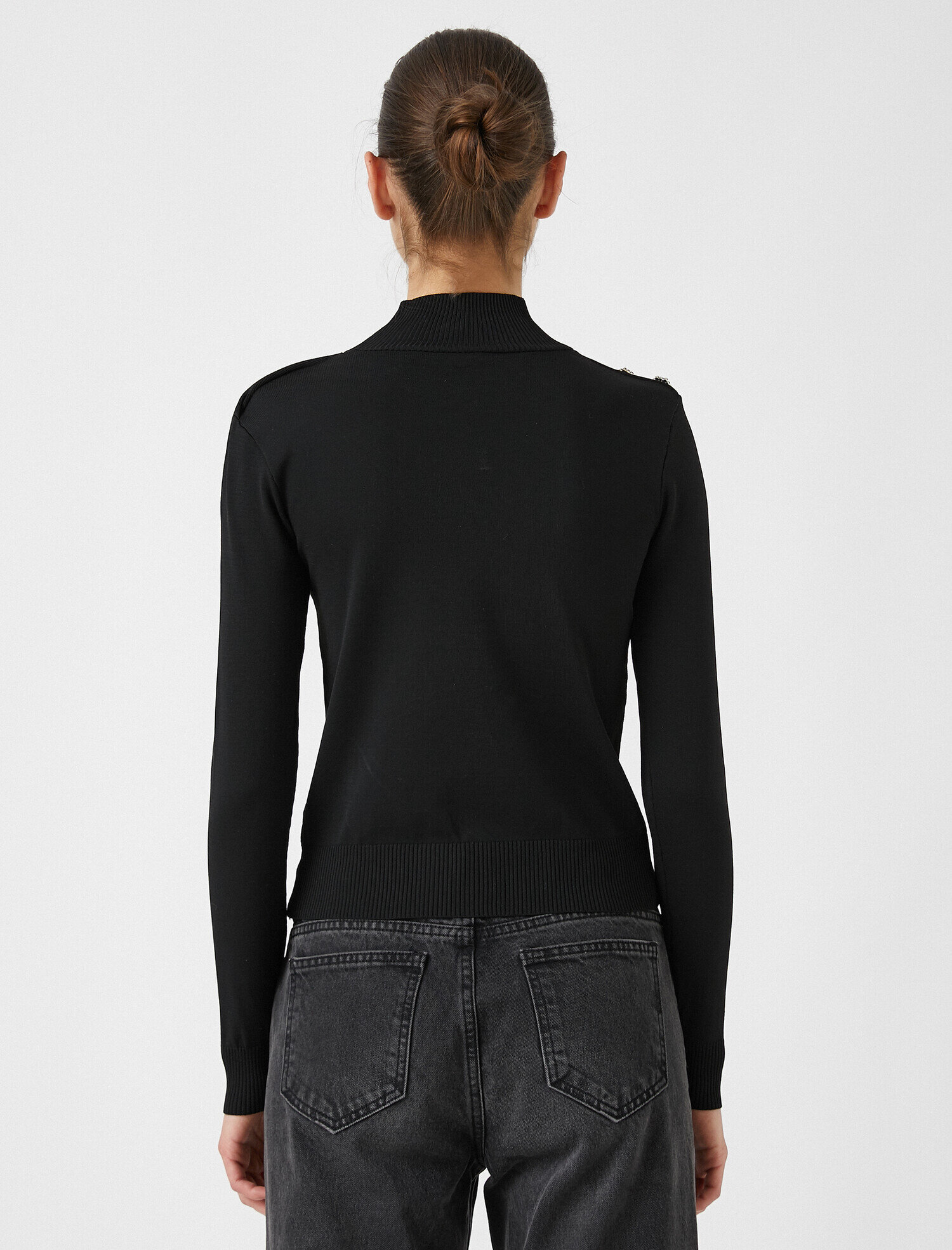   Balıkçı Yaka Düğme Detaylı Triko Kazak