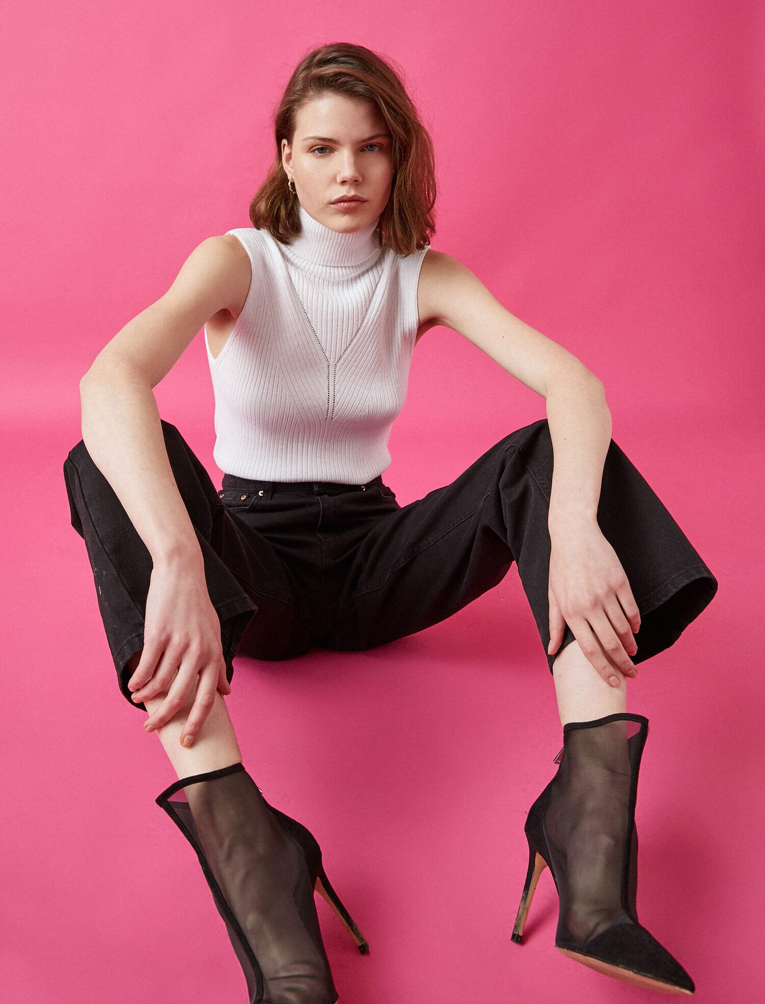   Balıkçı Yaka Kolsuz Triko Kazak