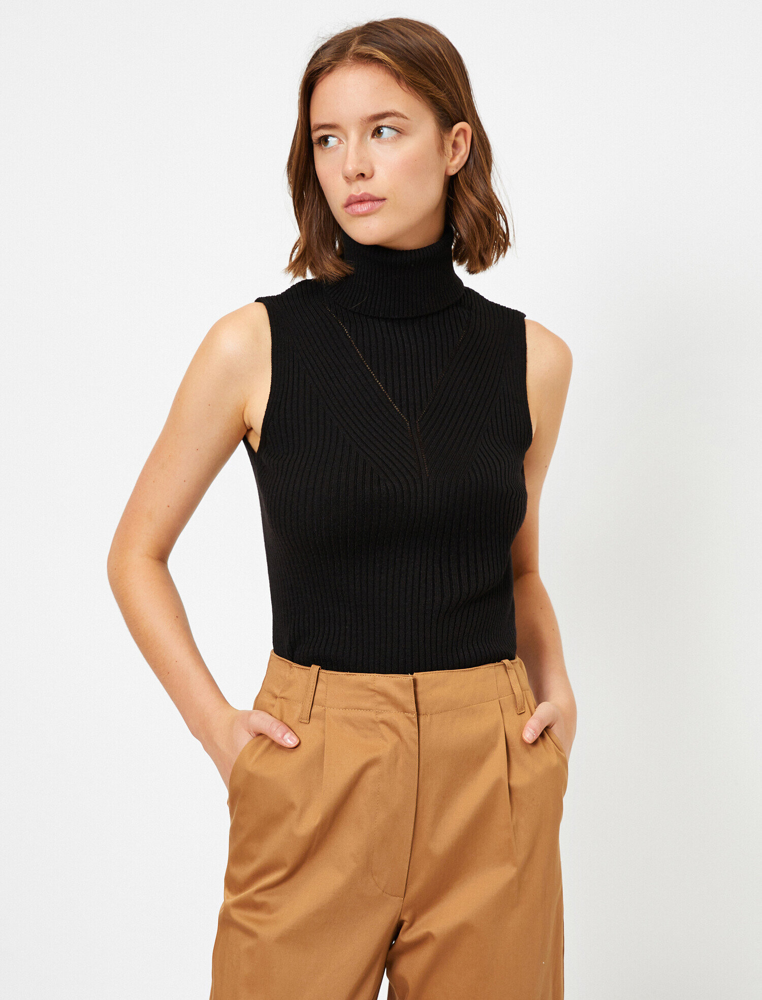   Balıkçı Yaka Kolsuz Triko Kazak