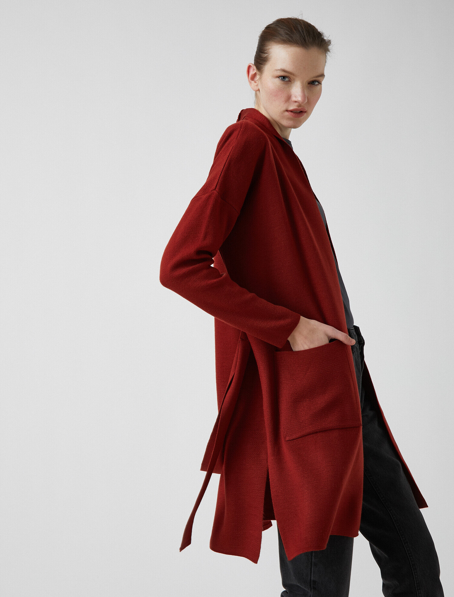   Oversize Kemerli Hırka
