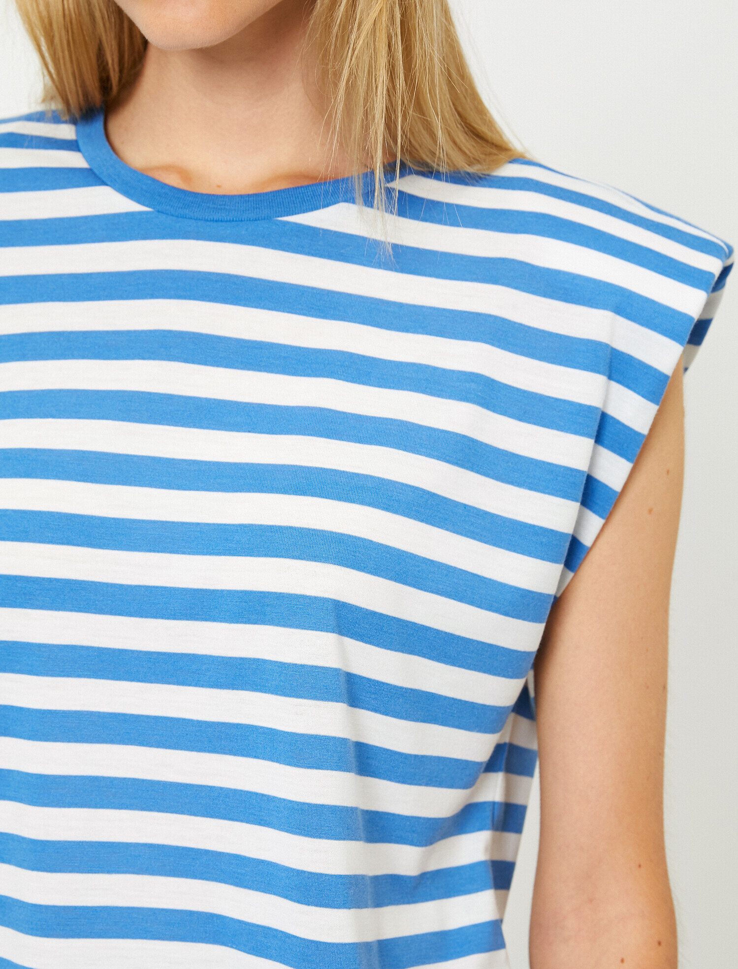   Bisiklet Yaka Kolsuz Çizgili Tişört