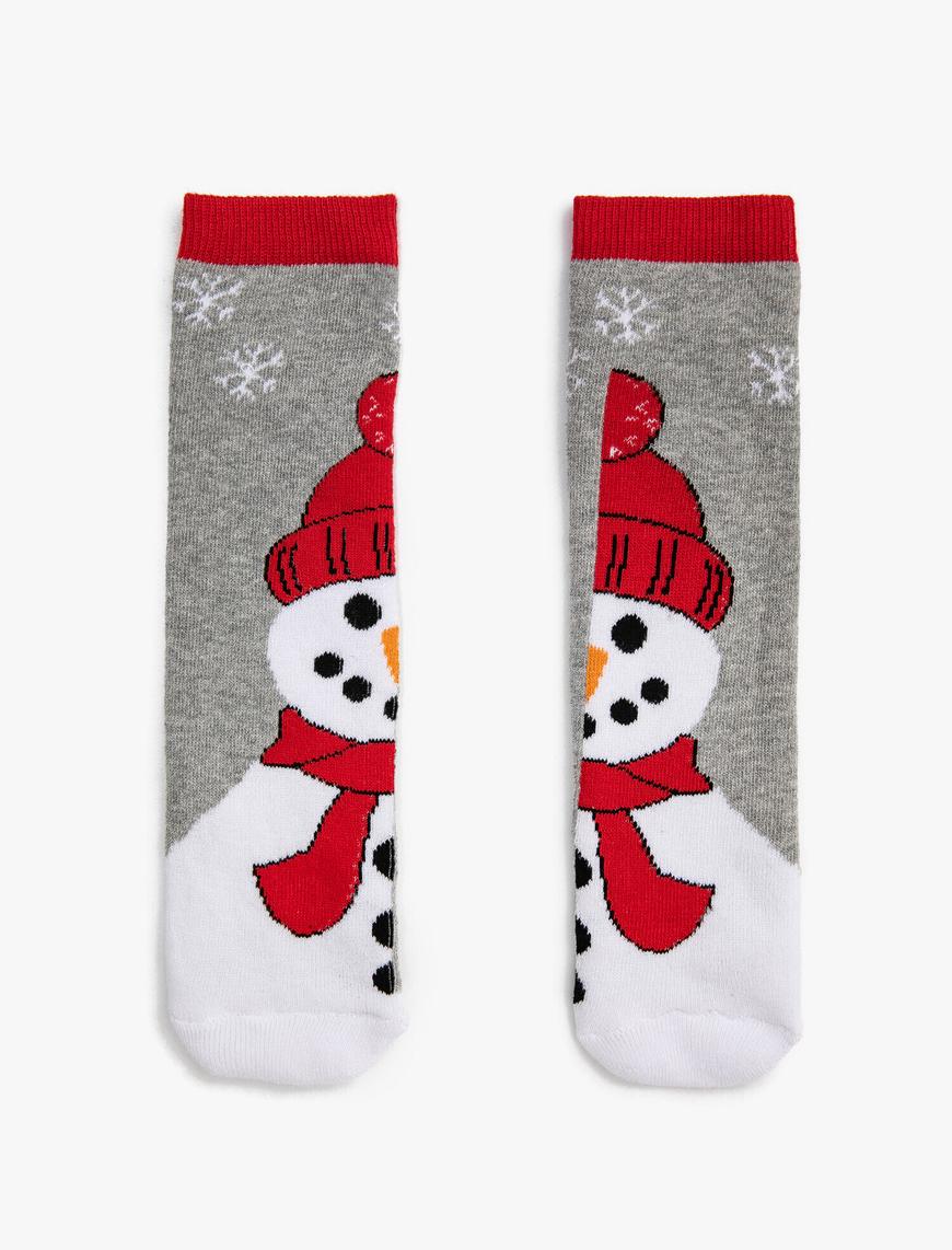  Kız Çocuk Kardan Adam Desenli Pamuklu Çorap