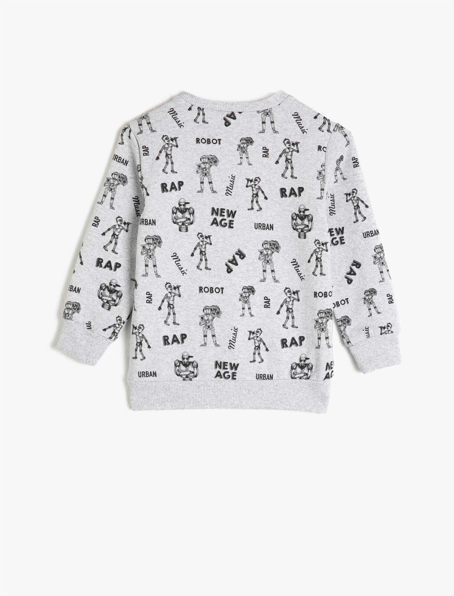  Erkek Çocuk Bisiklet Yaka Baskılı Uzun Kollu Sweatshirt