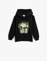 BEN 10 Lisanslı Baskılı Kapüşonlu Uzun Kollu Sweatshirt
