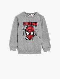 Spiderman Lisanslı Baskılı Bisiklet Yaka Sweatshirt