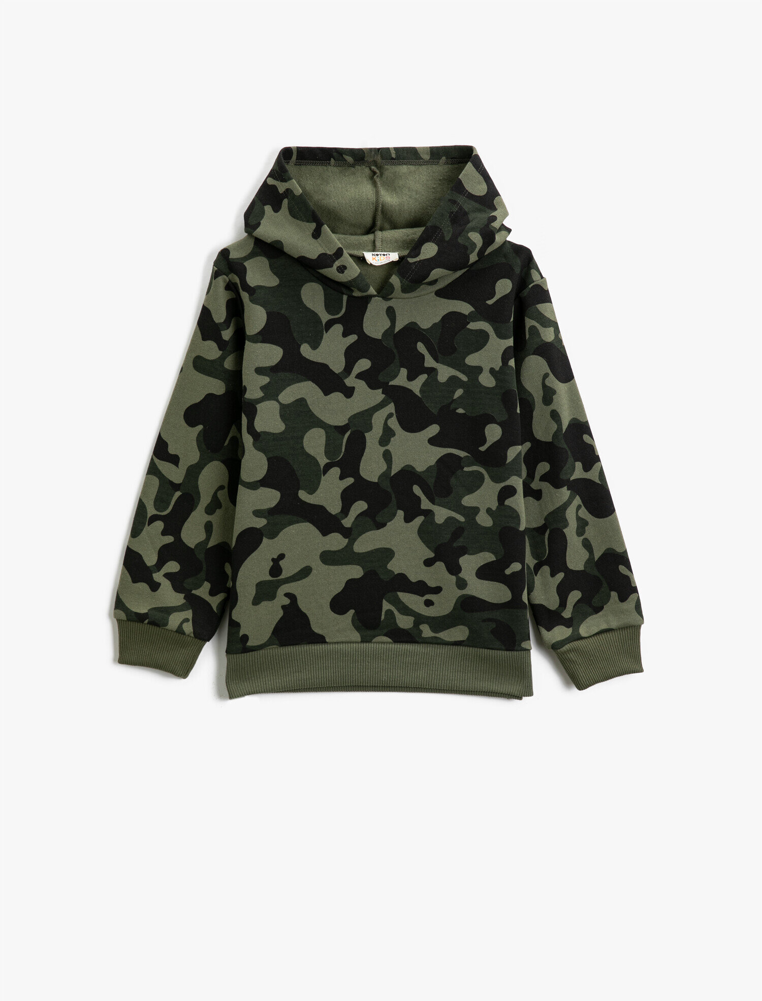  Erkek Çocuk Kapüşonlu Uzun Kollu Kamuflaj Desenli Sweatshirt