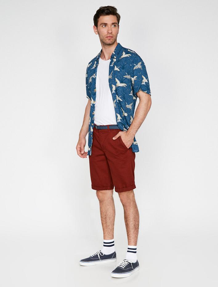  Cep Detaylı Kemerli Slim Fit Şort
