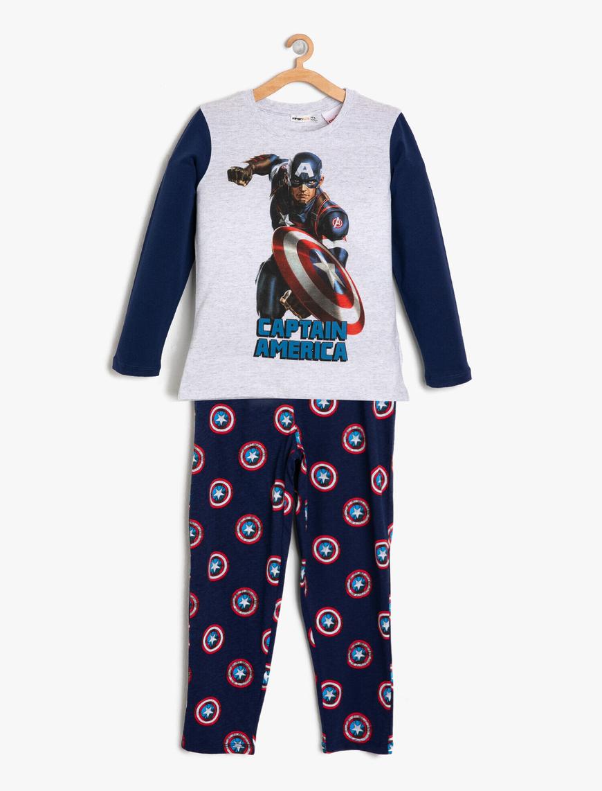  Erkek Çocuk Captain America Baskılı Pijama Seti