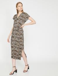 Leopar Desenli Elbise