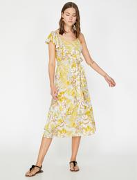 Çiçek Desenli Midi Boy Elbise