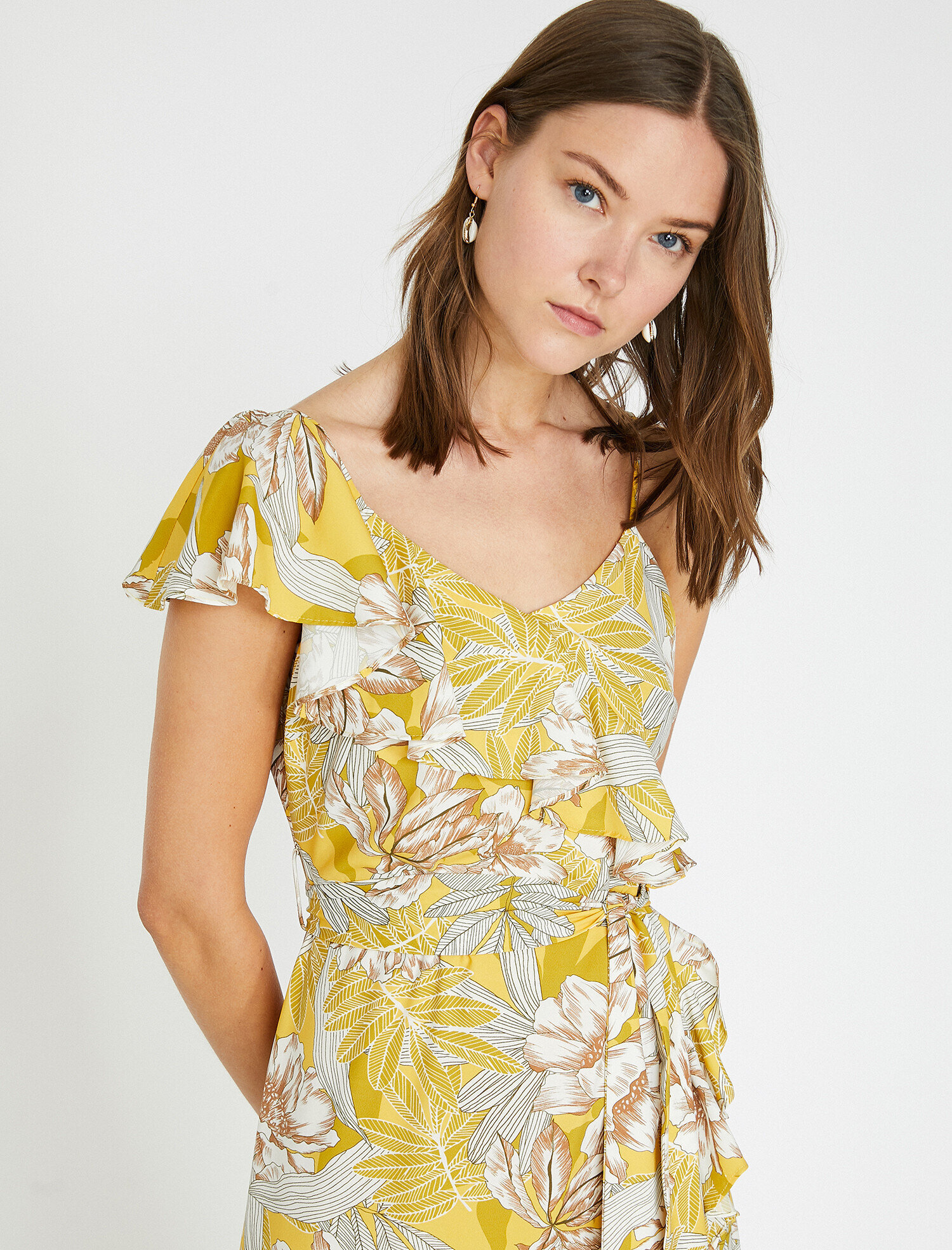   Çiçek Desenli Midi Boy Elbise