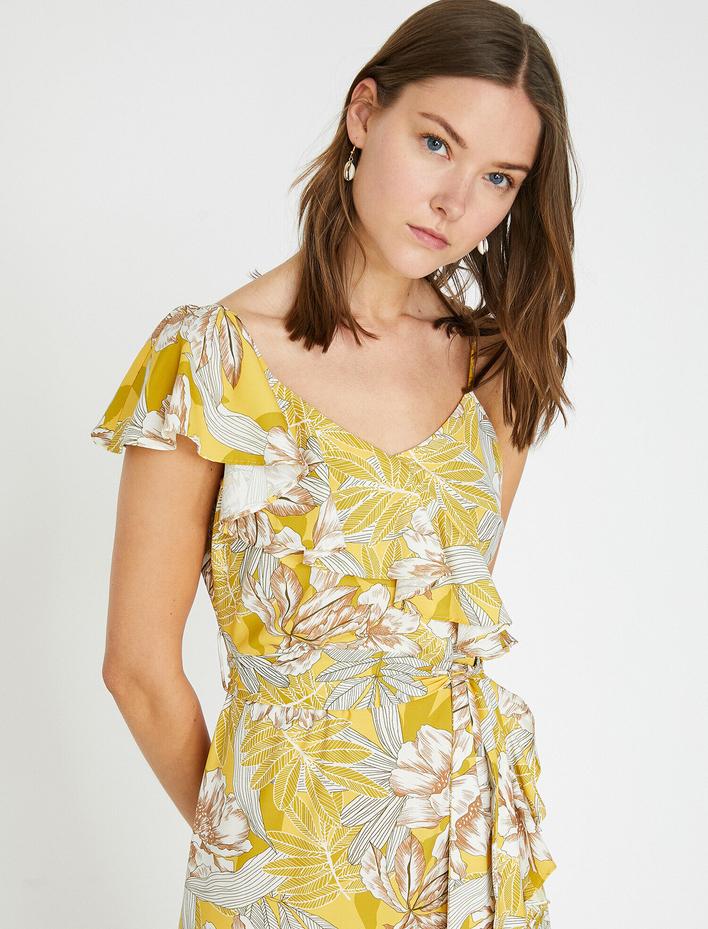  Çiçek Desenli Midi Boy Elbise