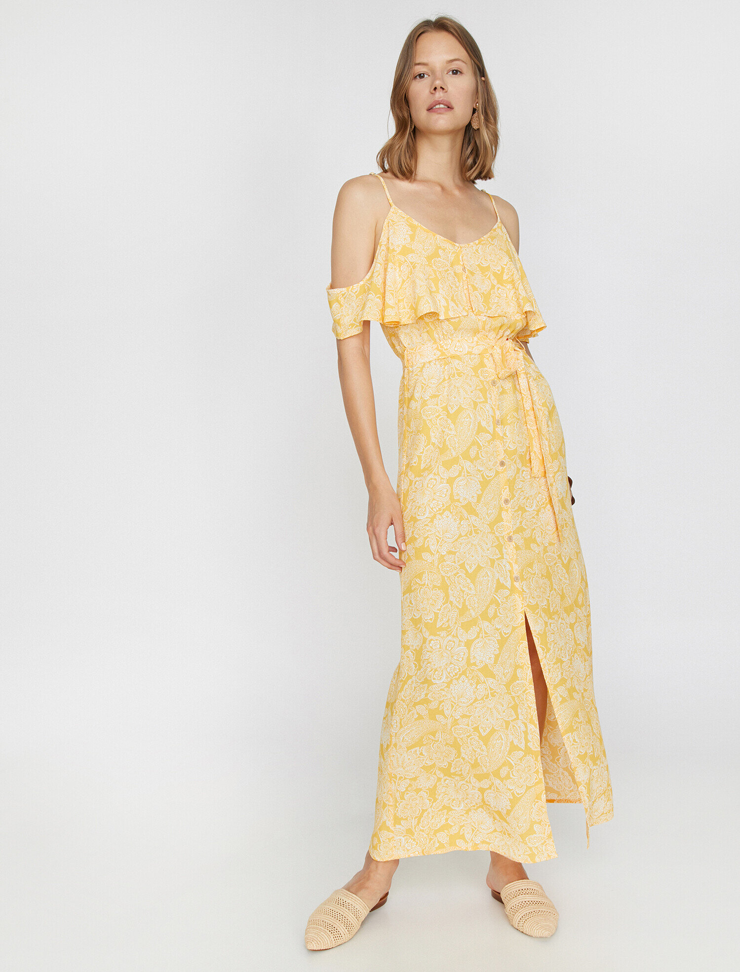   Düğme Detaylı Elbise