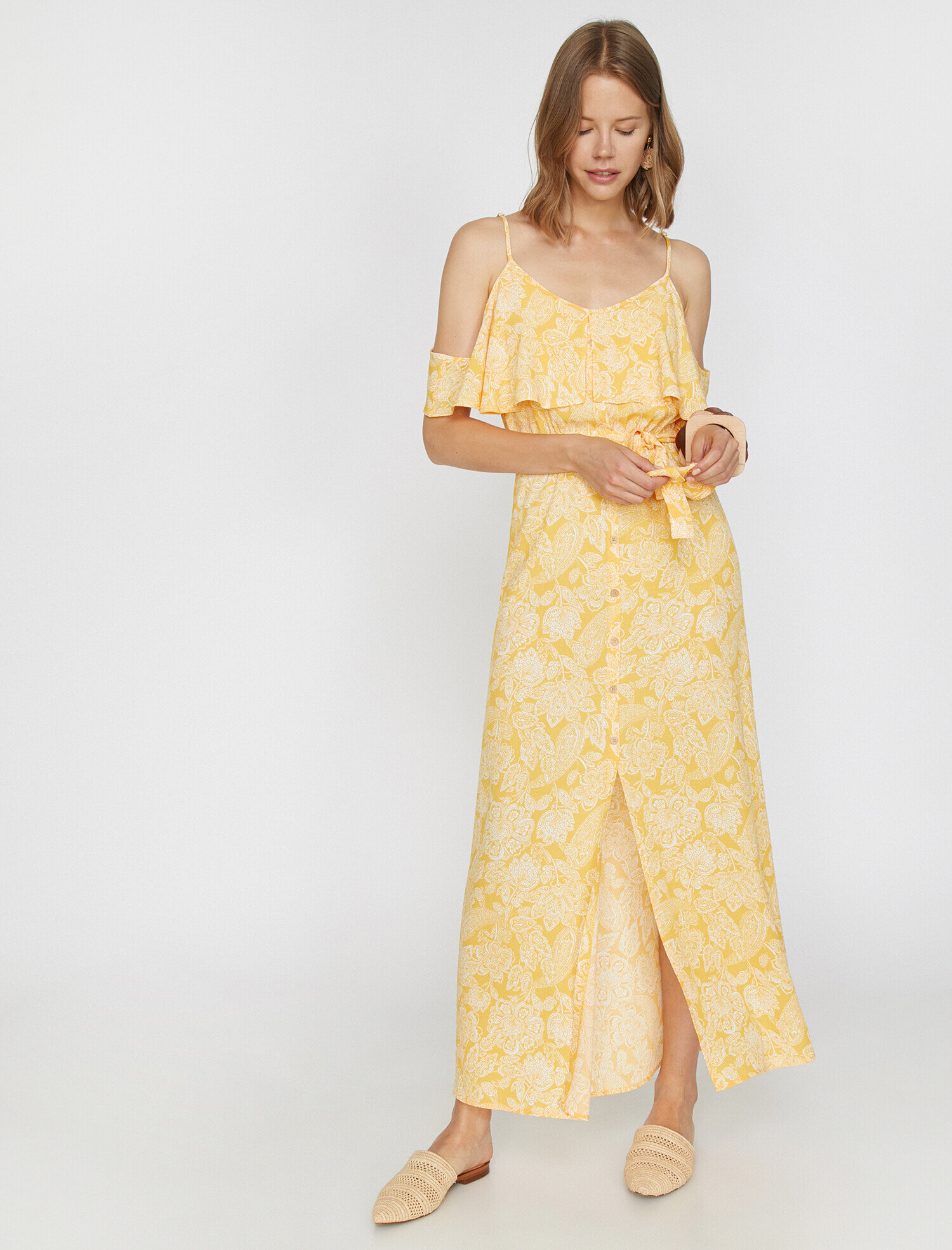   Düğme Detaylı Elbise