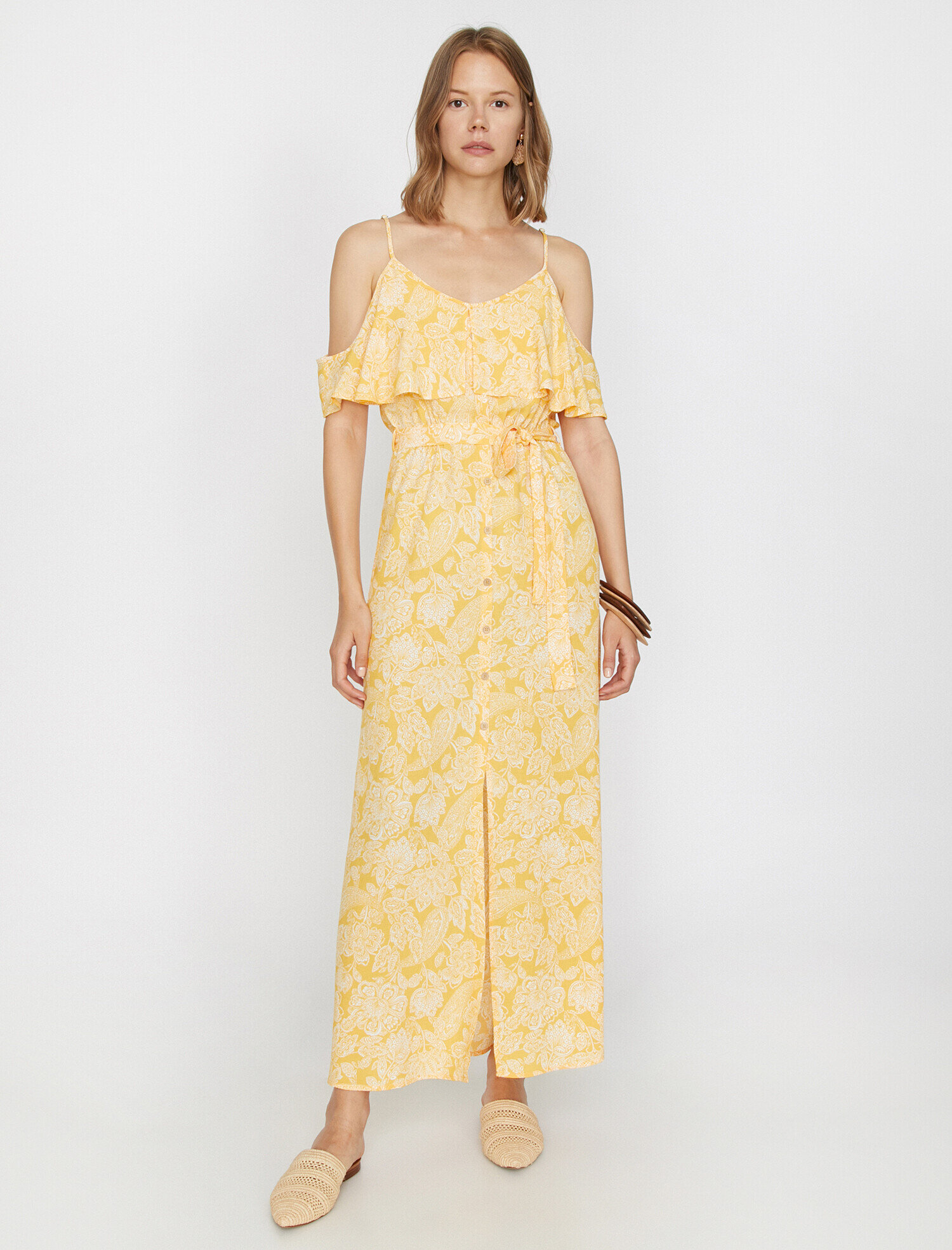   Düğme Detaylı Elbise