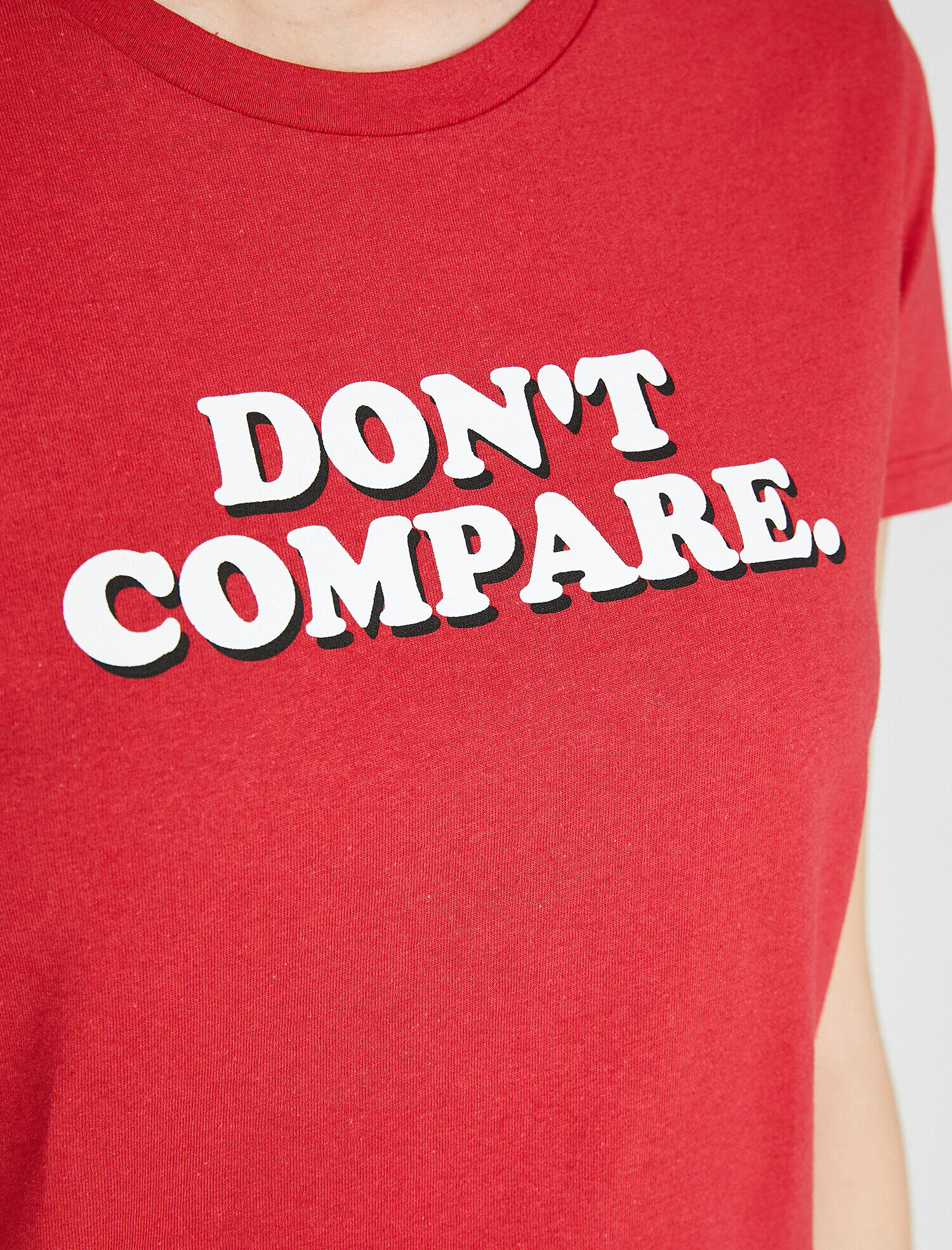   Bisiklet Yaka Slogan Baskılı Kısa Kol Tişört