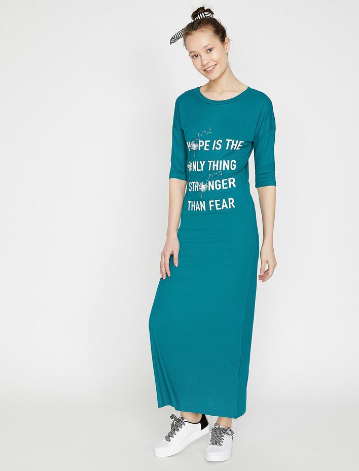  Yazılı Baskılı Elbise