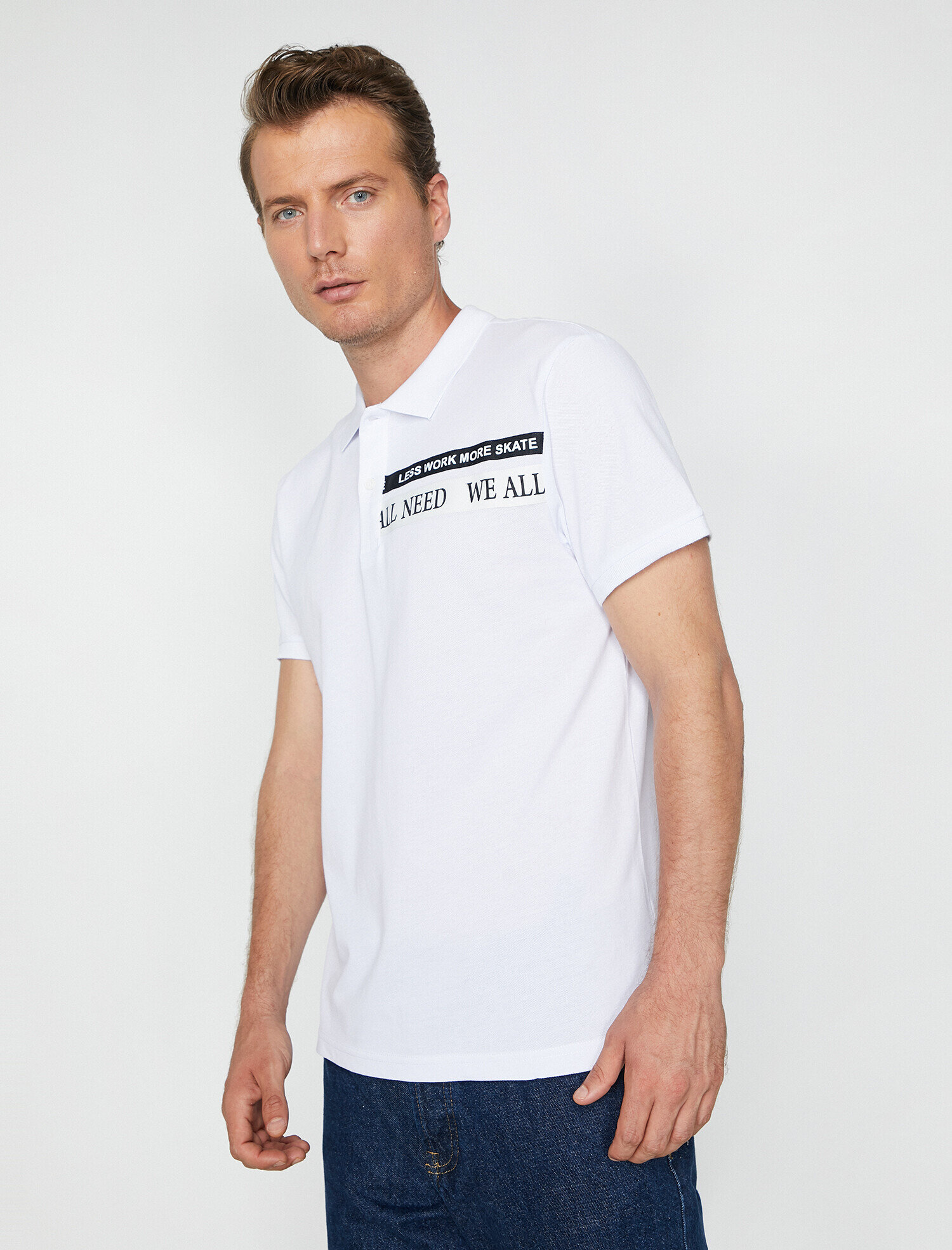 Polo Yaka Baskılı Pike Kumaş Slim Fit Tişört