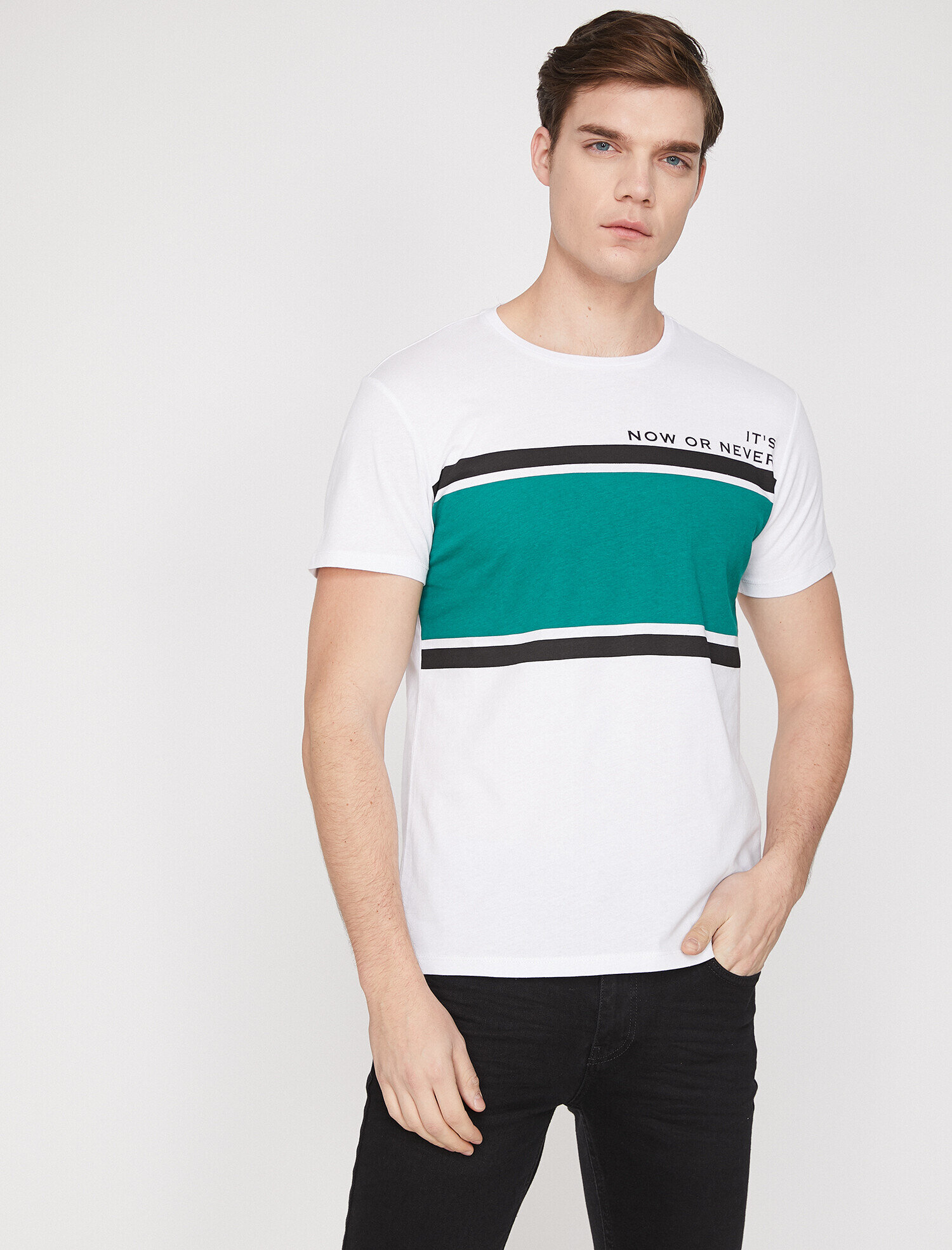 Baskılı Tişört Kısa Kollu Bisiklet Yaka