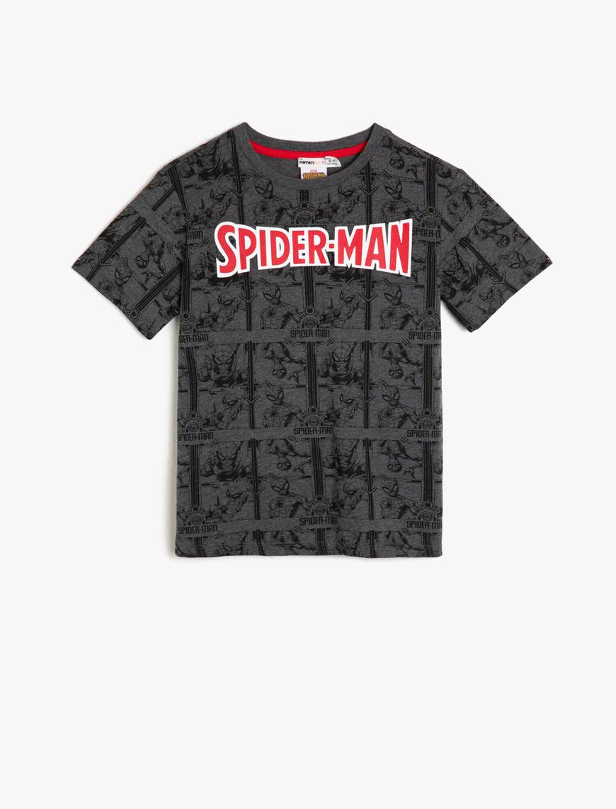  Erkek Çocuk Spider-Man Tişört Lisanslı Kısa Kollu Bisiklet Yaka
