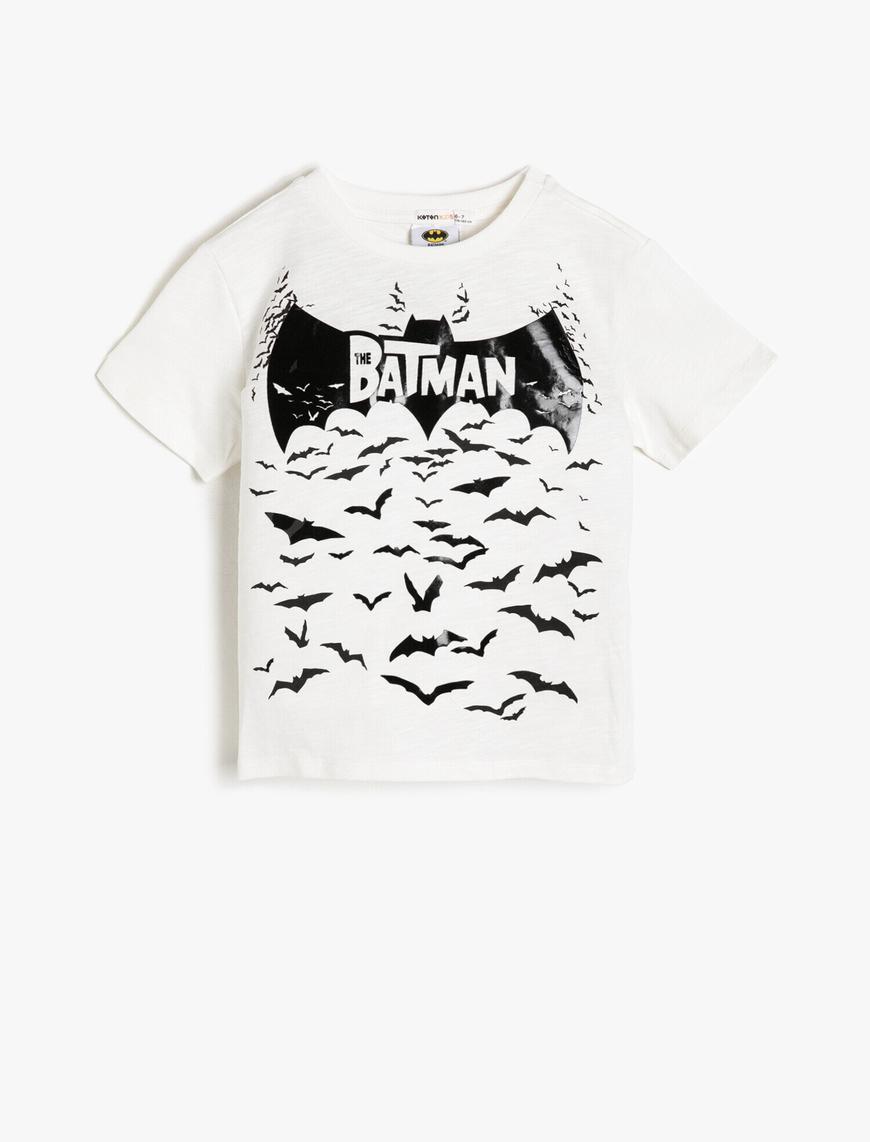  Erkek Çocuk Batman Baskılı Lisanslı Tişört Kısa Kollu