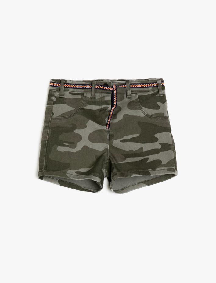 Kız Çocuk Kamuflaj Desenli Şort