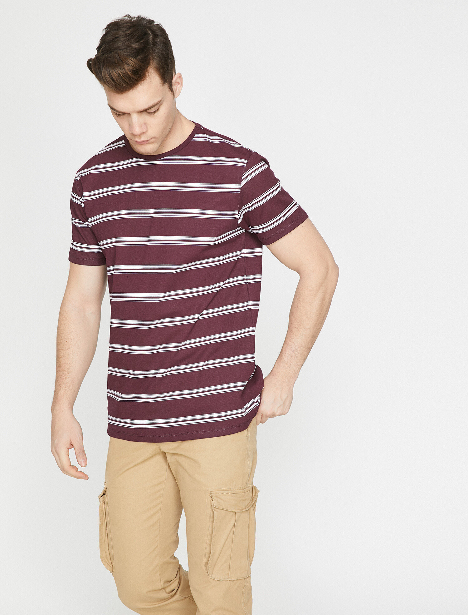   Çizgili Tişört Kısa Kollu