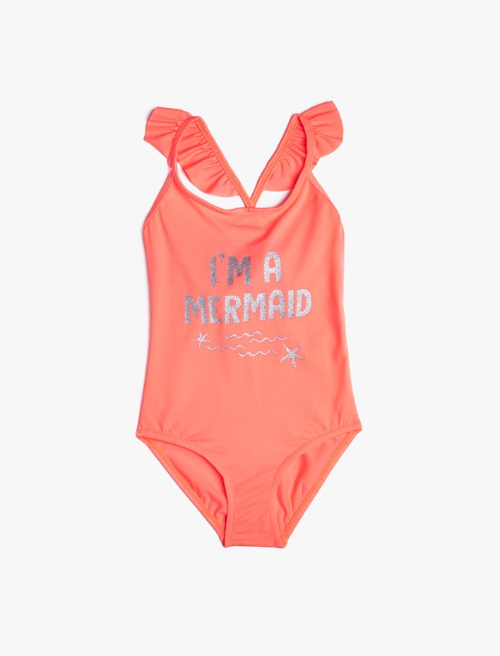 Kız Çocuk Mayo Fırfırlı Baskılı