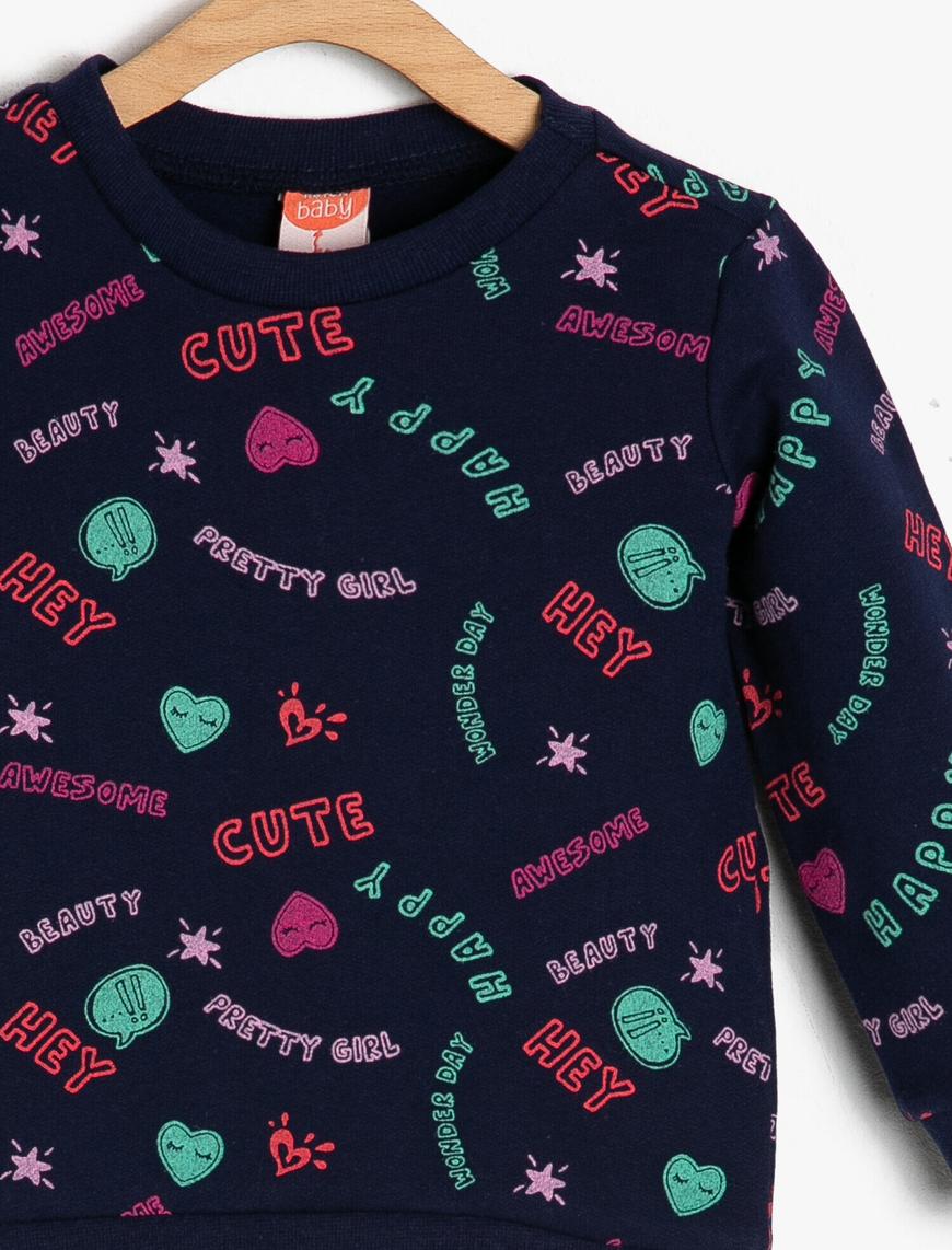  Kız Bebek Yazılı Baskılı Sweatshirt
