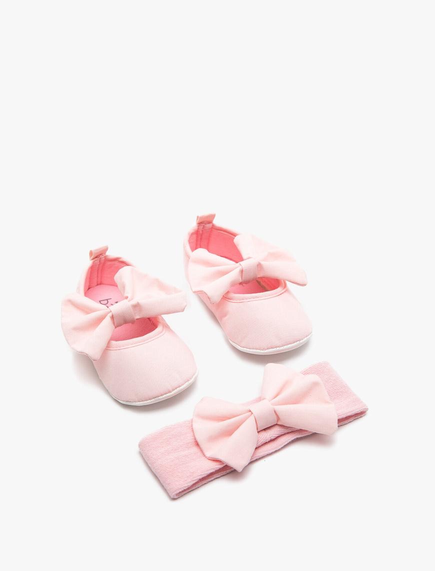  Kız Bebek Fiyonk Detaylı Ayakkabı