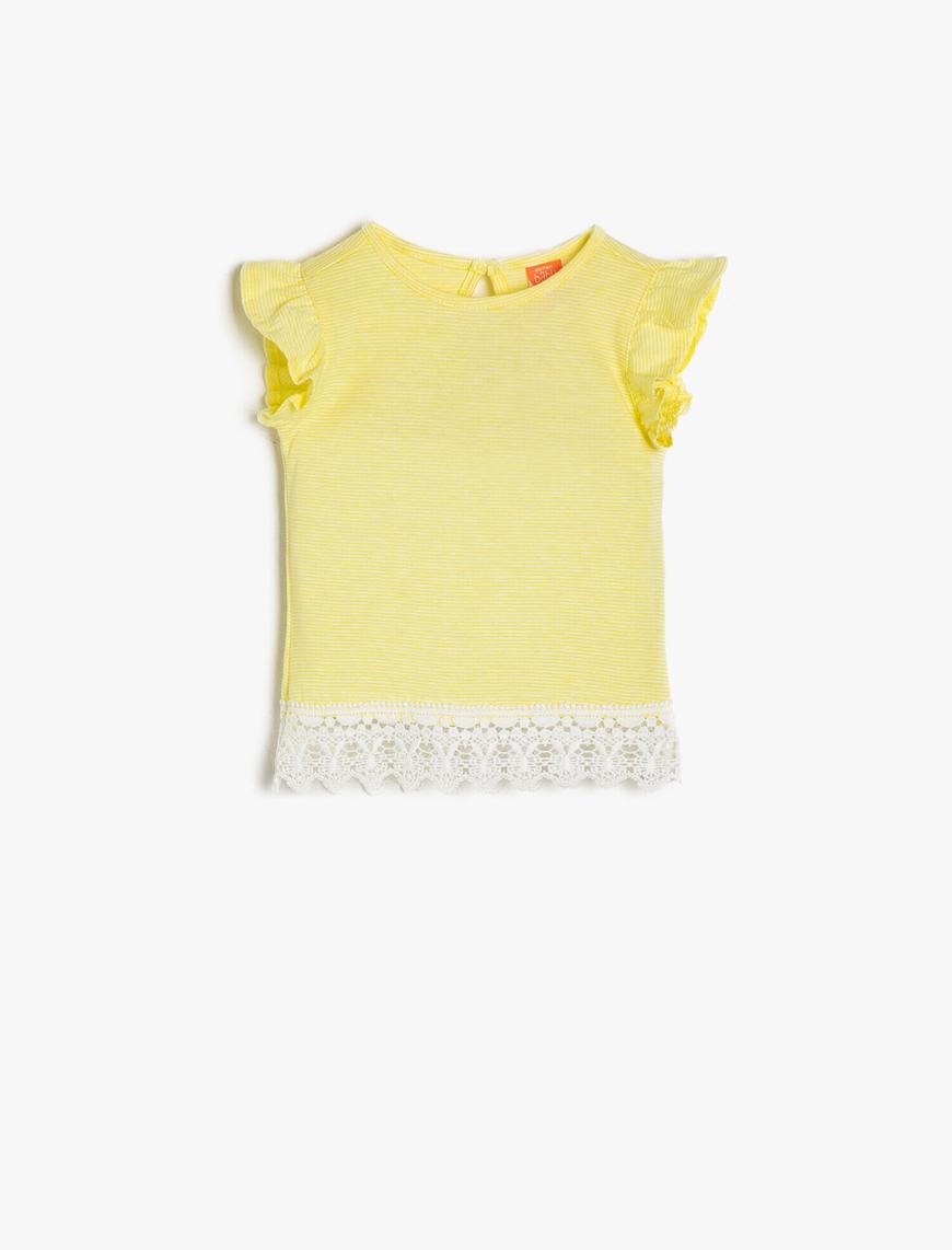  Kız Bebek Dantel Detaylı Tişört