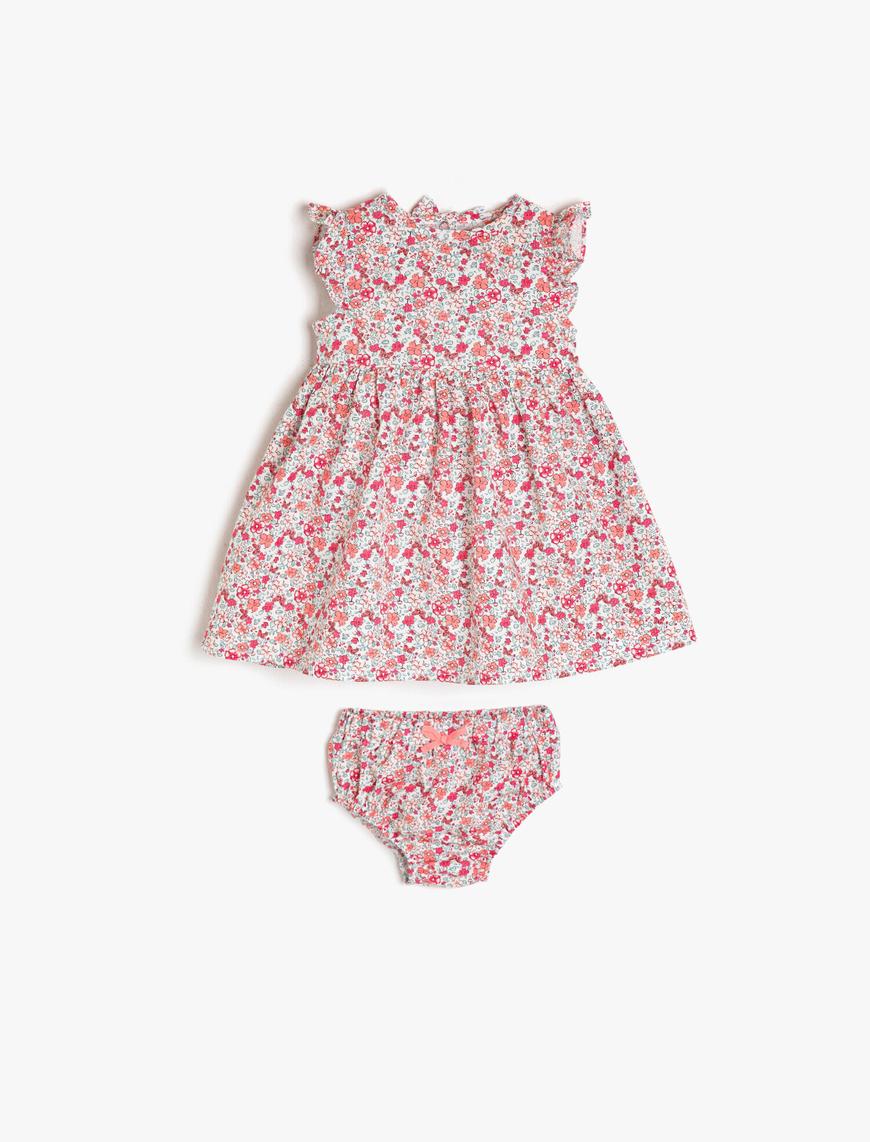  Kız Bebek Desenli Elbise Takımı
