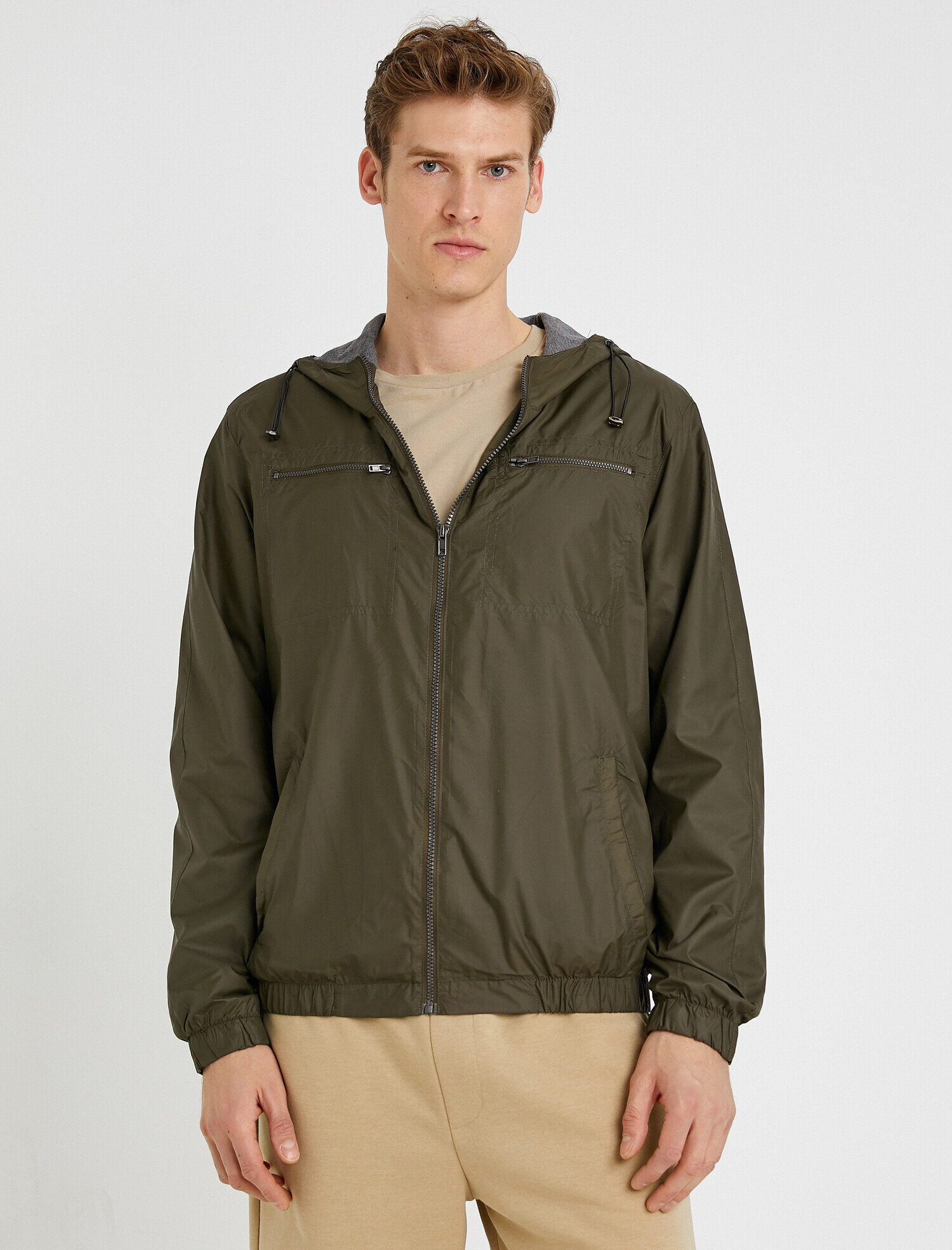 Kapüşonlu Mont Cepli Fermuarlı