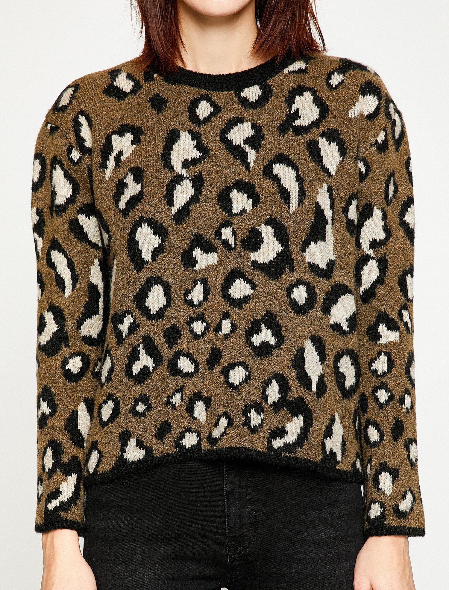   Leopar Desenli Triko Kazak