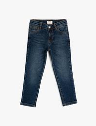 Kot Pantolon Dar Paça Pamuklu Cepli - Slim Jean