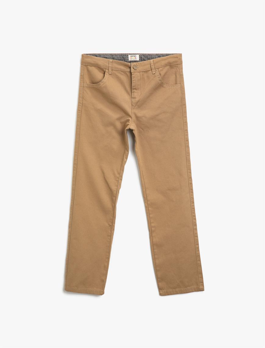 Erkek Çocuk Pamuklu Normal Bel Cepli Basic Pantolon