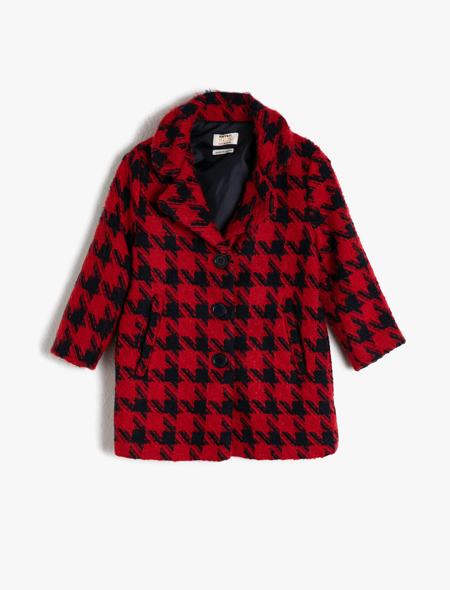  Kız Çocuk Kareli Kaban