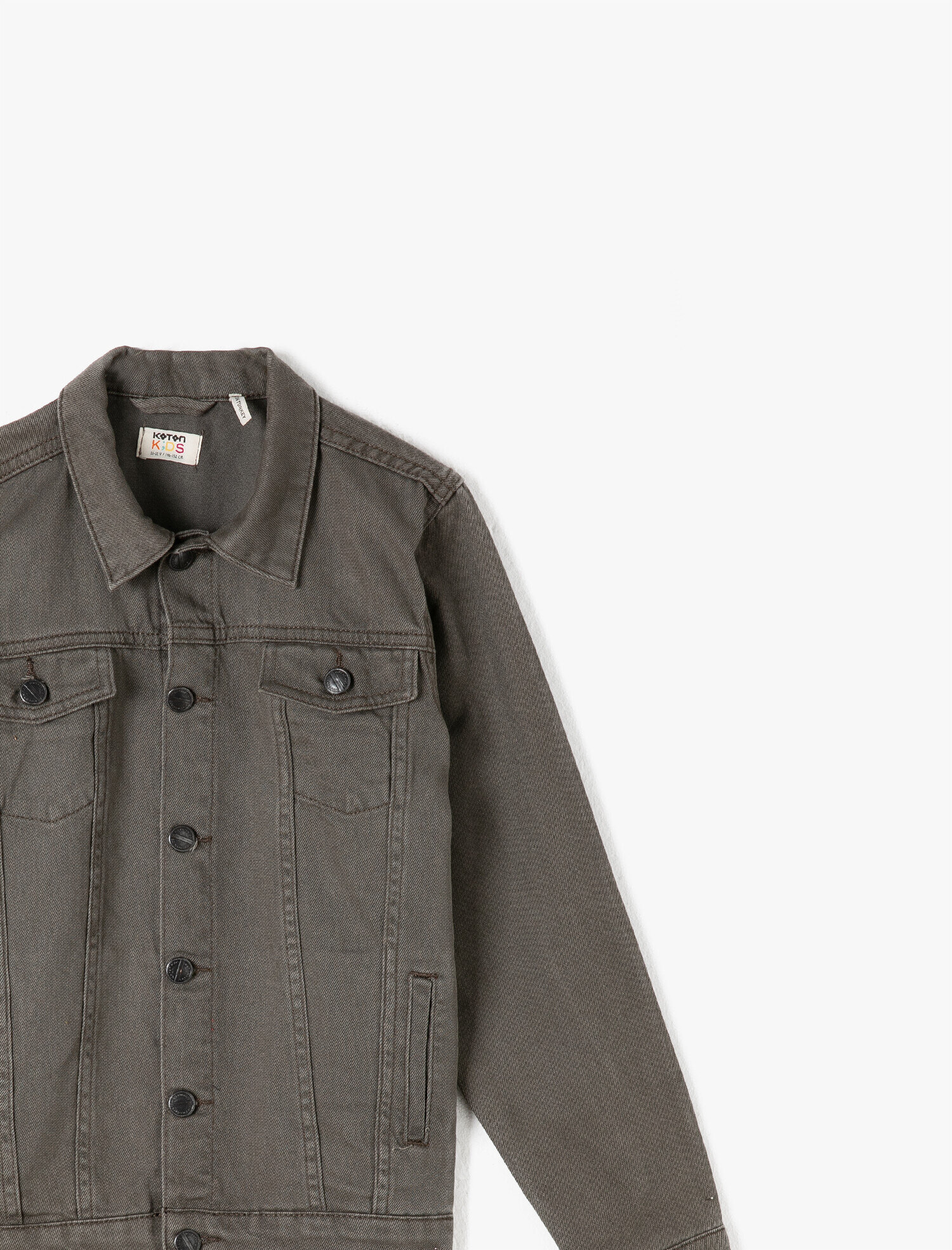  Erkek Çocuk Klasik Yaka Pamuklu Düğmeli Cepli Jean Ceket