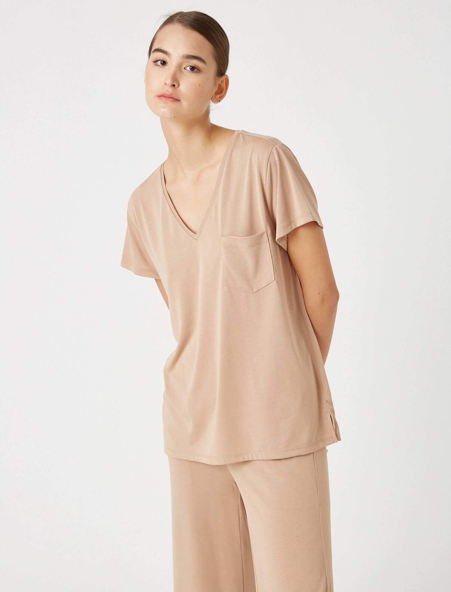   Kisa Kollu V Yaka Pijama Üstü