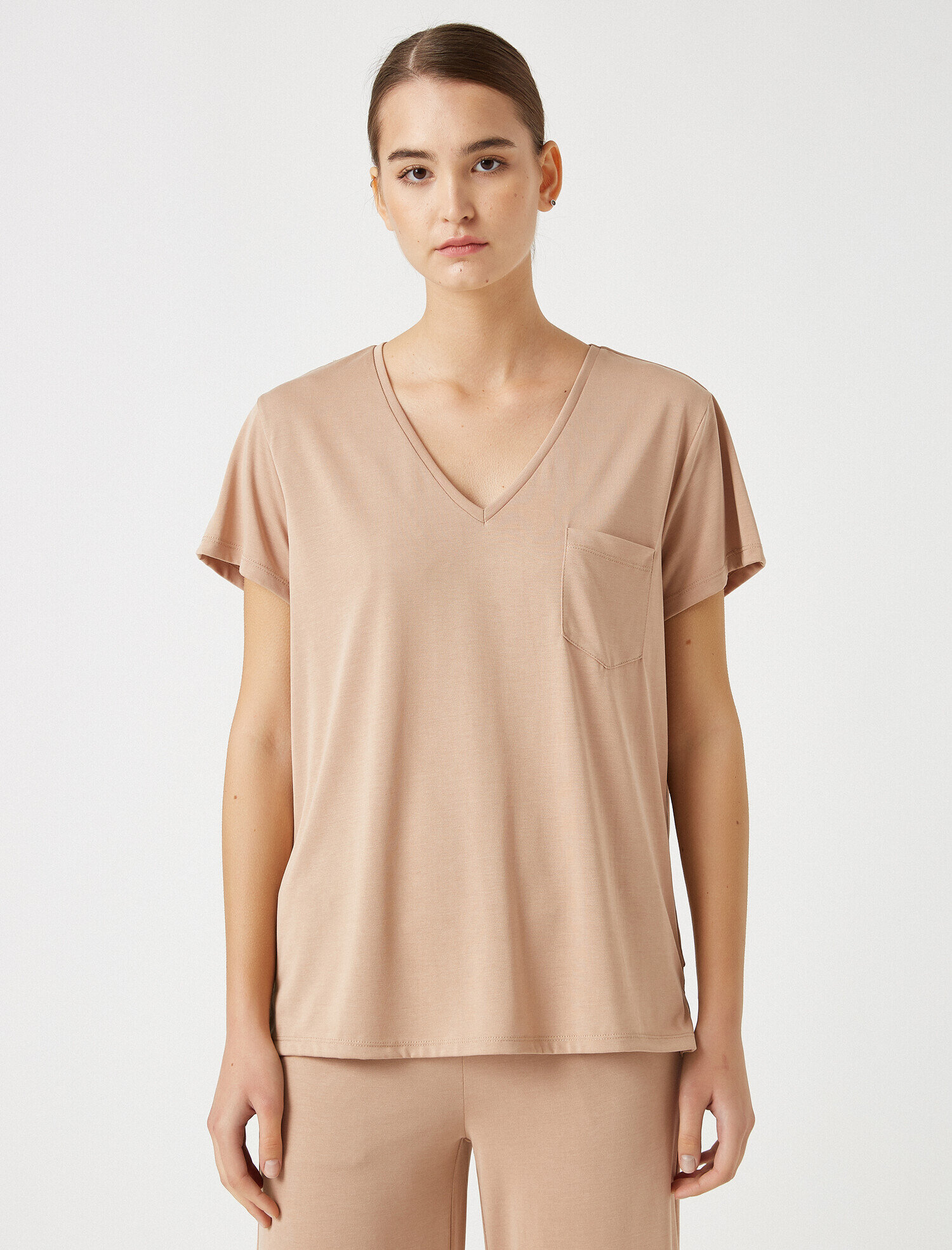   Kisa Kollu V Yaka Pijama Üstü