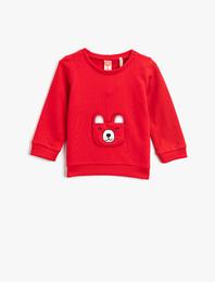 Baskılı Sweatshirt Bisiklet Yaka