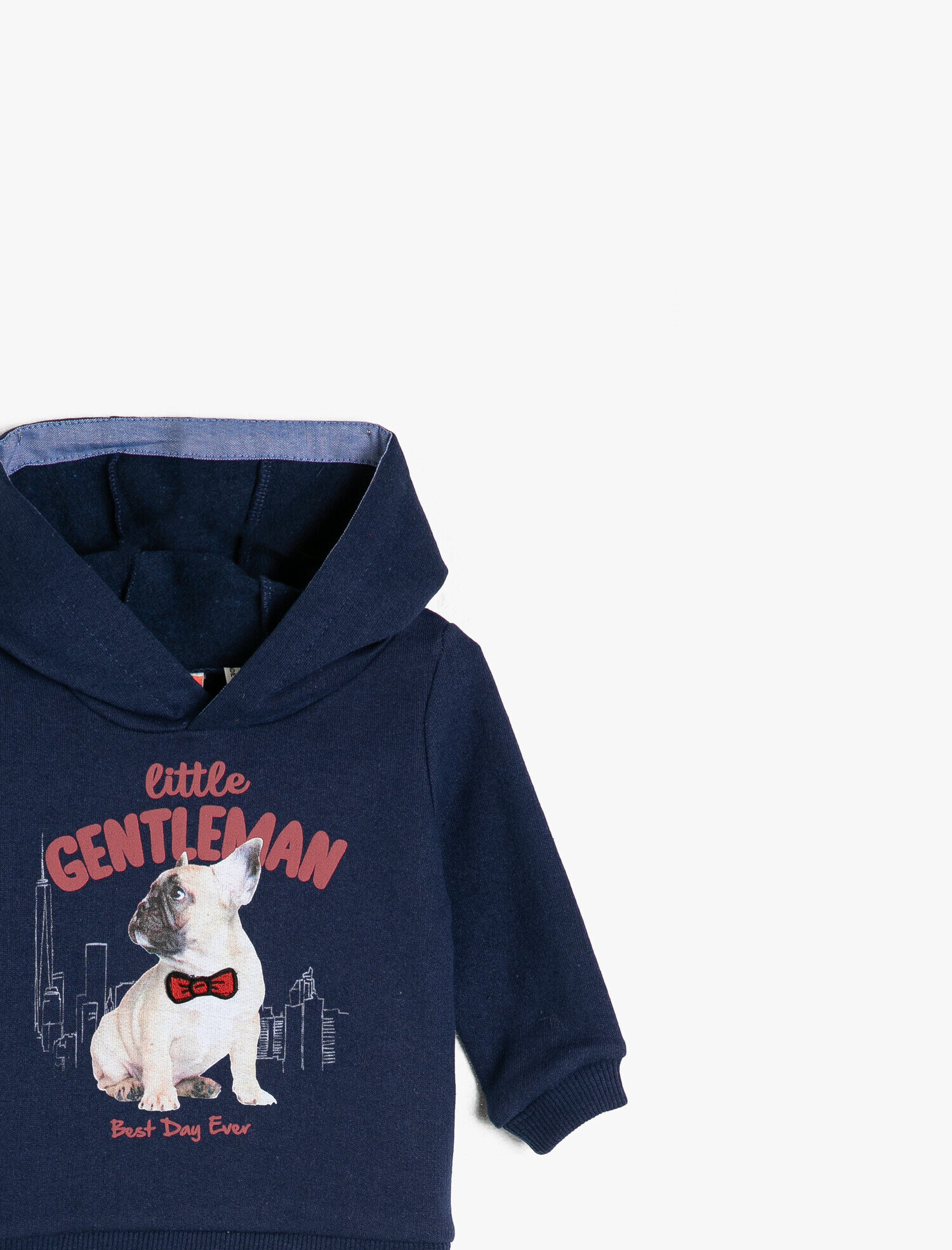  Erkek Bebek Kapüşonlu Baskılı Uzun Kollu Sweatshirt