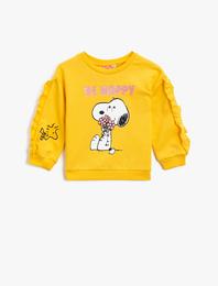 Pamuklu Snoopy Lisanslı Baskılı Fırfırlı Sweatshirt
