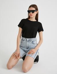 Yırtmaçlı Tişört Bisiklet Yaka