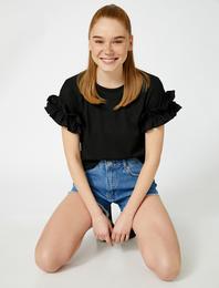 Fırfırlı Tişört Kısa Kollu