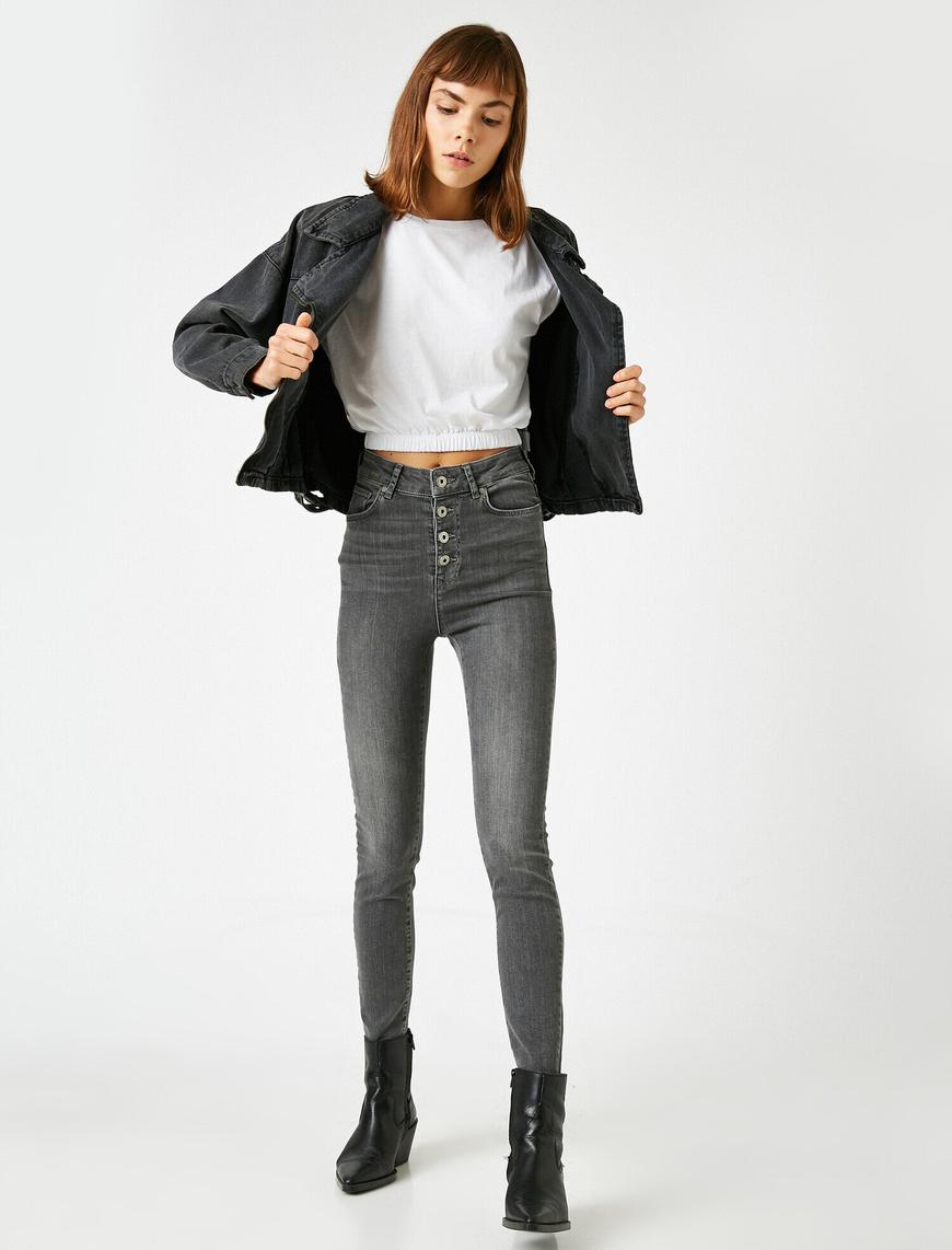   Cotton High Waist Skinny Jeans